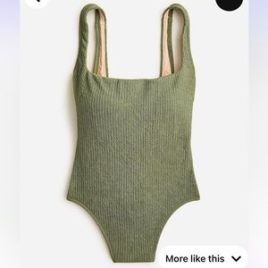 J crew Textured squareneck one-piece. Green. Size 8. NWT